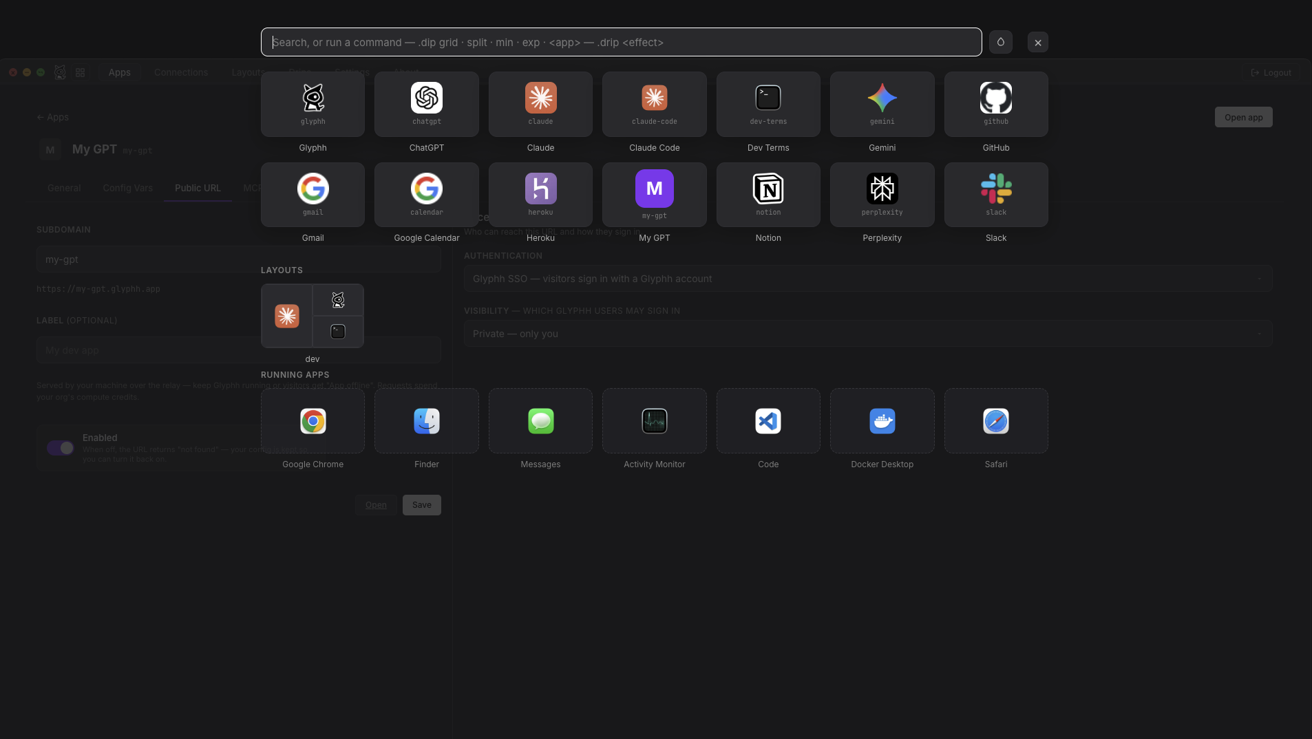 The command palette